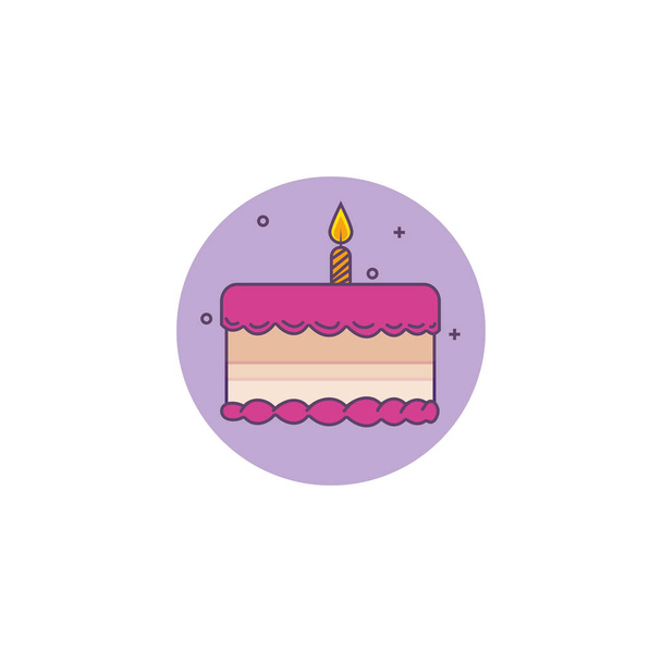 delicious cake birthday detailed style icon - Vector, Image