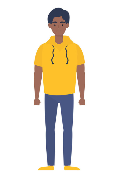 afro jonge man avatar karakter pictogram - Vector, afbeelding