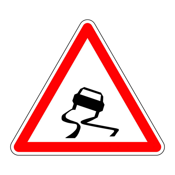 滑りやすい道路標識イラスト - 写真・画像