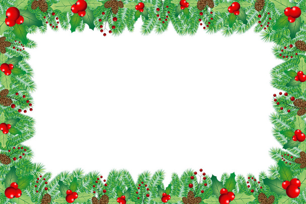 Χριστουγεννιάτικο πλαίσιο με μούρα γκι - Φωτογραφία, εικόνα