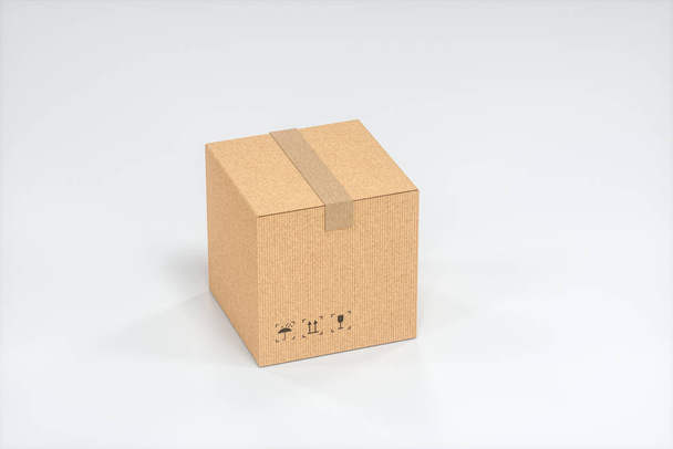 De doosjes zijn gestapeld tegen een witte achtergrond, 3d rendering. - Foto, afbeelding