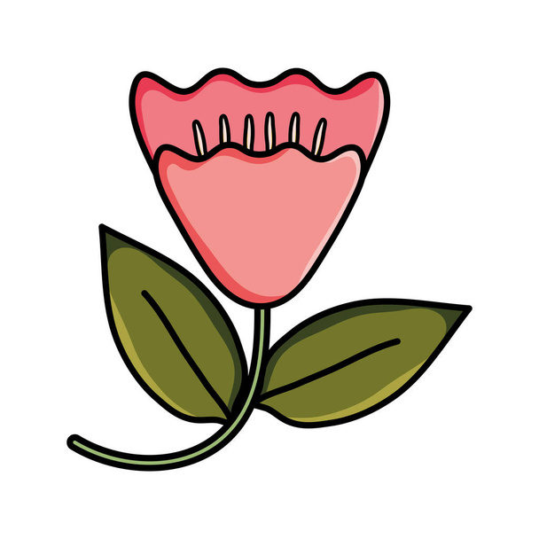 rosa flor jardín naturaleza icono - Vector, Imagen