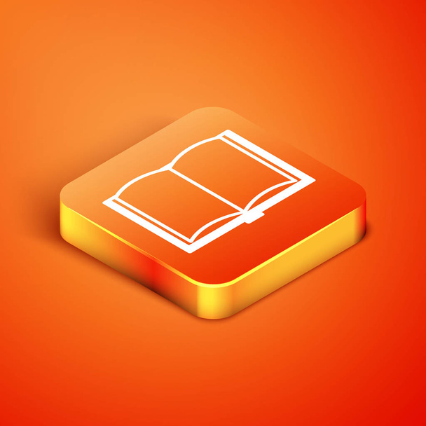 Isometric Open book icon isolated on orange background.  Vector Illustration - Вектор,изображение