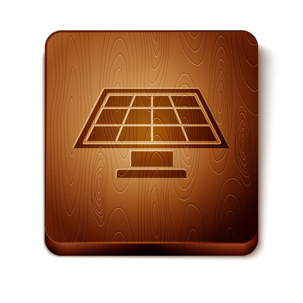 Icono del panel de energía solar marrón aislado sobre fondo blanco. Botón cuadrado de madera. Ilustración vectorial
 - Vector, imagen
