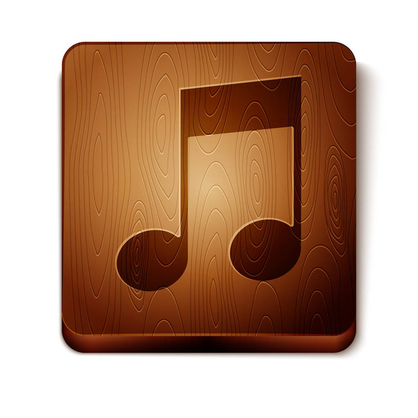 Brown Note de musique, icône de ton isolé sur fond blanc. Bouton carré en bois. Illustration vectorielle
 - Vecteur, image