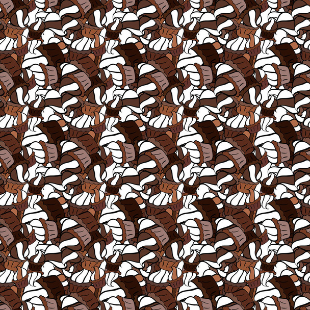 Vector. Doodles black, brown and white on colors. Seamless Beautiful fabric pattern. - ベクター画像