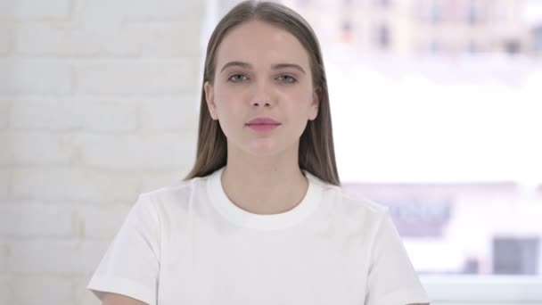 Portrait of Hardworking Young Woman having Headache  - Séquence, vidéo