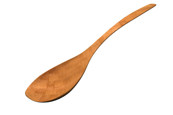 Wooden spoon on a white background, 3d illustration. - Photo, Image