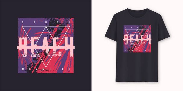 South beach Miami stylish graphic t-shirt vector design, typography - Вектор,изображение