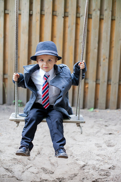Boy, dressed with suit and tie, posing - Zdjęcie, obraz
