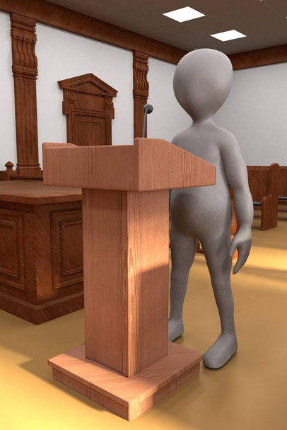 3D Render de personajes de dibujos animados en la sala de audiencias
 - Foto, Imagen