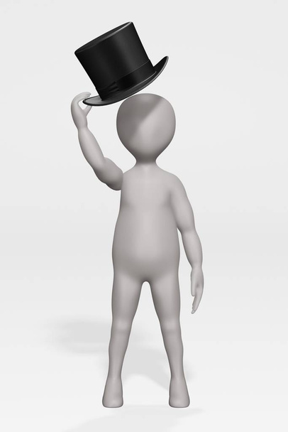 3D Render of Cartoon Character with Hat - Photo, Image