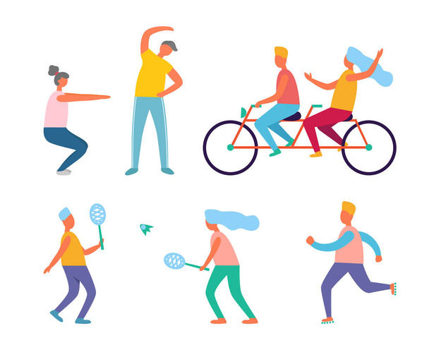 Fitness and Outdoor Activity, Healthy Lifestyle - Vector, Image