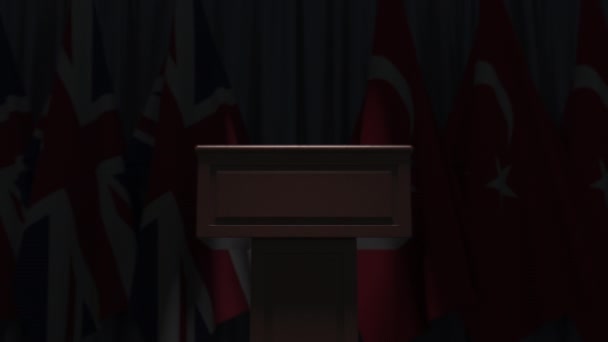 Muchas banderas de Turquía y el Reino Unido, animación 3D
 - Metraje, vídeo