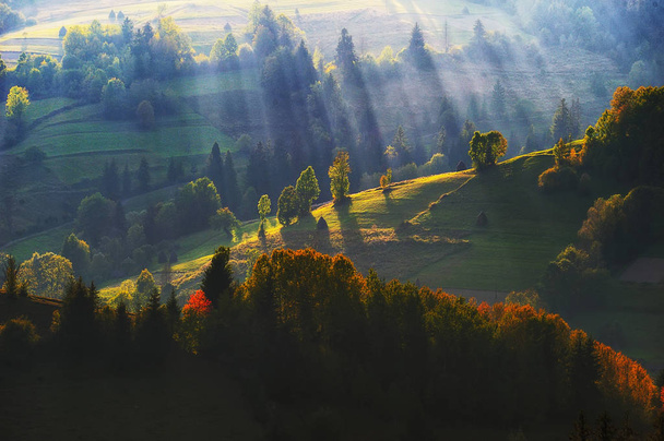 Autumn evening in the mountains. sunset in the Carpathian mountains - Photo, Image