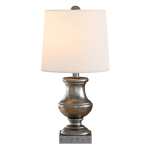 Decorative table lamp with a light pink lampshade on an isolated background. 3d rendering - Photo, Image