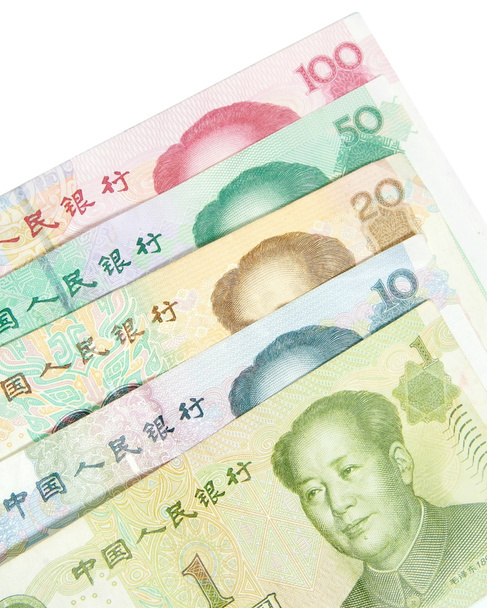 szczegół 1 20 50 100 chińskich banknotów - Zdjęcie, obraz