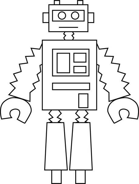 Robot vector outline. Isolated. Sketch for anti stress coloring page, tattoo, poster, print, t-shirt, invitation, cards, banners, flyers, calendars, etc - drawings: art outline - Vector, Image