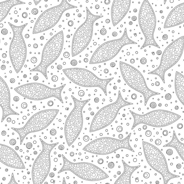 Hand draw vector seamless pattern funny fishes.  - Вектор, зображення
