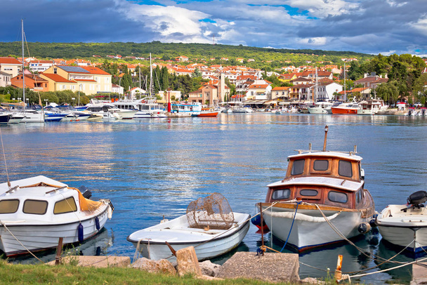 Krk. Town of Malinska harbor and waterfront view - Photo, Image