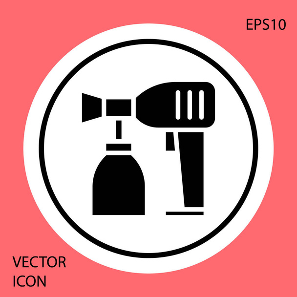 Black Paint spray gun icon isolated on red background. White circle button. Vector Illustration - Vector, Image