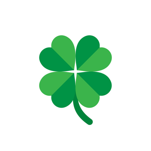 Four leaf clover icon in flat style. St Patricks Day vector illu - Vector, Image