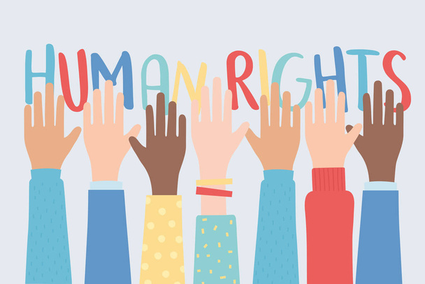 Mensenrechten, de handen ineen geslagen gemeenschap - Vector, afbeelding