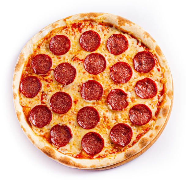 Izolát pizzy, střední velikost, výhled shora. stock fotografie pizzy. - Fotografie, Obrázek