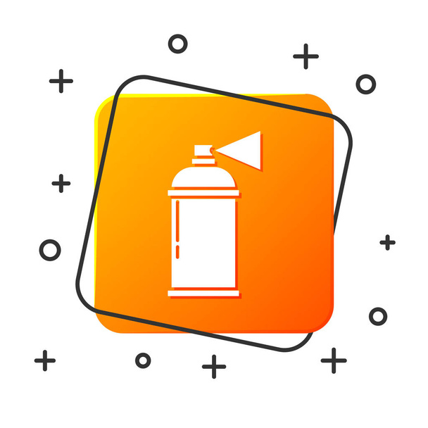 Vaporisateur de peinture blanche peut icône isolée sur fond blanc. Bouton carré orange. Illustration vectorielle
 - Vecteur, image