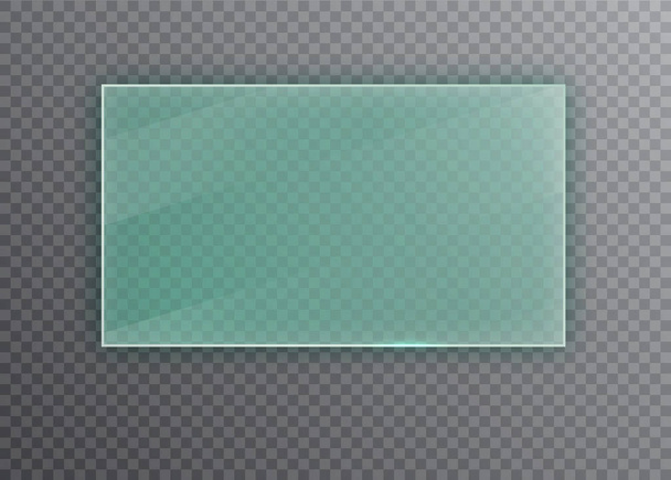  Glass plate isolated on transparent background. Blank clear frame  - Vector, Image