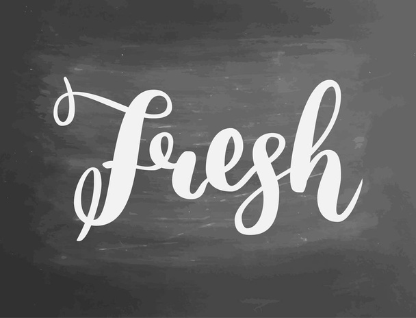 Fresh chalkboard blackboard lettering writing handwritten text, chalk on a blackboard, illustration. Logo for healthy eat bar, restaurant, shops and printing and digital products - Photo, image