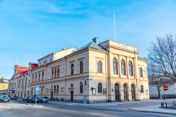 View of yellow theatre in Sundsvall, Sweden - Foto, Bild