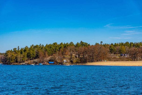 スウェーデン・ストックホルム近郊のマラレン湖に浮かぶ森の島 - 写真・画像