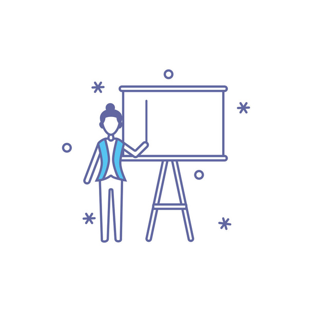 lerares vrouw met schoolbord vullen stijl pictogram - Vector, afbeelding