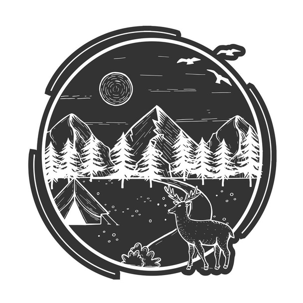 illustration of wildlife nature mountains forest  - Vector, afbeelding
