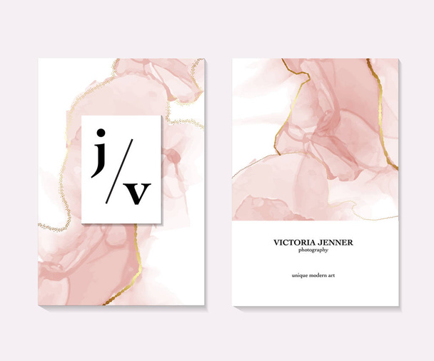 Vector marble template, artistic covers design, colorful texture, realistic card with pink oft liquid flow, backgrounds. Trendy pattern, business card, flyer, graphic poster, geometric brochure - Vettoriali, immagini