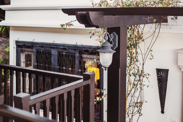 lantern and railing in luxury villa outdoor - Foto, Imagem
