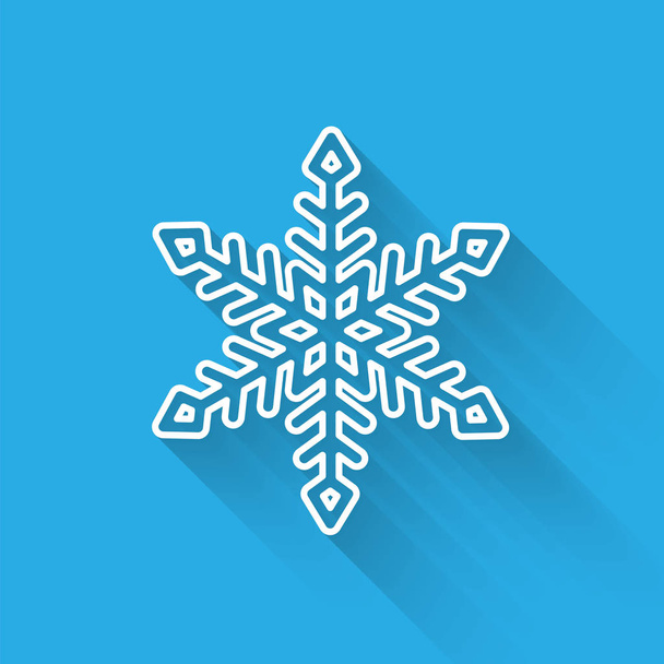 White line Snowflake icon isolated with long shadow.  Vector Illustration - Vector, afbeelding