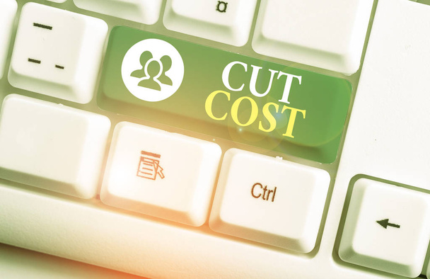 Kesik Cost 'u gösteren kavramsal el yazısı. İş fotoğrafı metni harcamaların azaltılması ve kârın artırılması için uygulandı. - Fotoğraf, Görsel