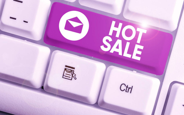 Text sign showing Hot Sale. Conceptual photo putting products on high discount Great price Black Friday. - 写真・画像