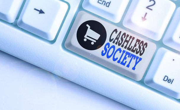 Text sign showing Cashless Society. Conceptual photo financial transactions are executed in electronic format. - Photo, Image