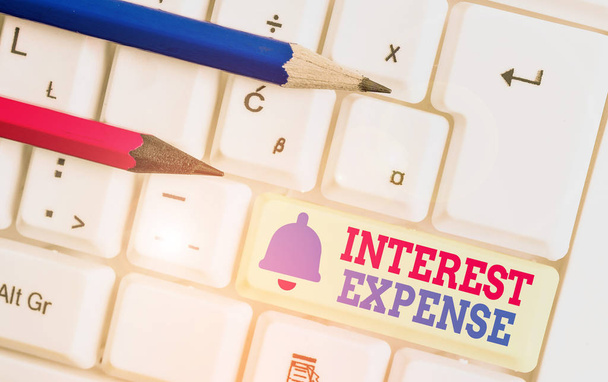 Word writing text Interest Expense. Business concept for cost of debt that has occurred during a period of time. - Foto, immagini
