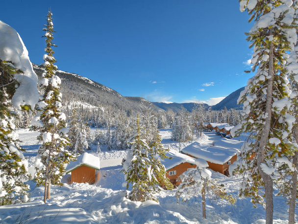Row of houses in snow in Manning Park, BC. - Photo, Image