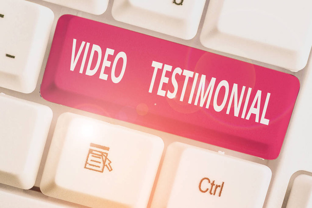 Word writing text Video Testimonial. Business concept for a statement testifying to benefits received in video. - Photo, Image