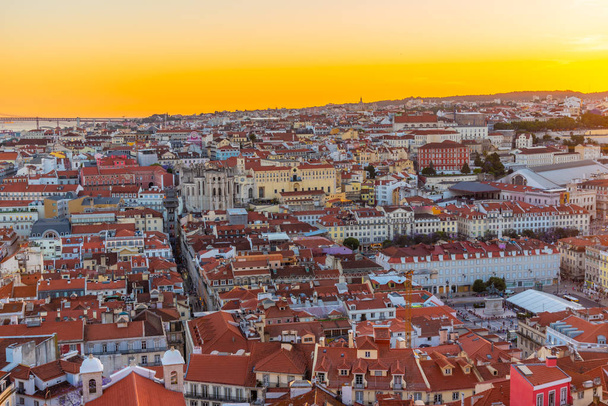 Sunset view of historical center of Lisbon, Portugal - Photo, image