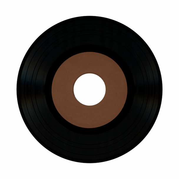 disque vinyle avec étiquette brune vierge isolée sur blanc
 - Photo, image