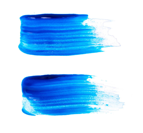 Aquarel blauw getextureerde lijnen geïsoleerd - Foto, afbeelding
