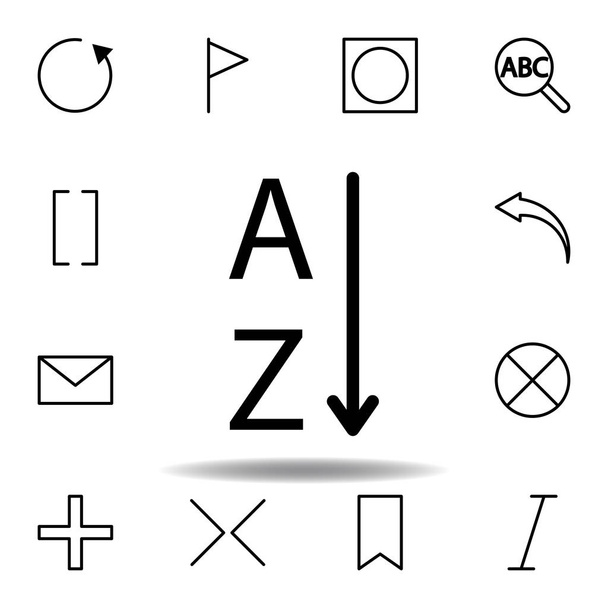 ordenar texto, palabra A y Z icono. Puede ser utilizado para web, logotipo, aplicación móvil, interfaz de usuario, UX
 - Vector, Imagen