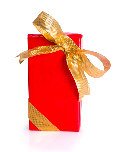 Gift box with red gift bows with ribbons - Φωτογραφία, εικόνα