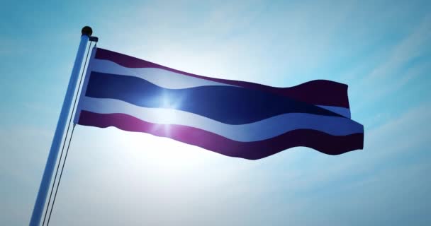 タイの国旗を振ることは、サイアム王国とタイ民族主義を表す。国籍民主主義や政治のお祝い- 4k - 映像、動画